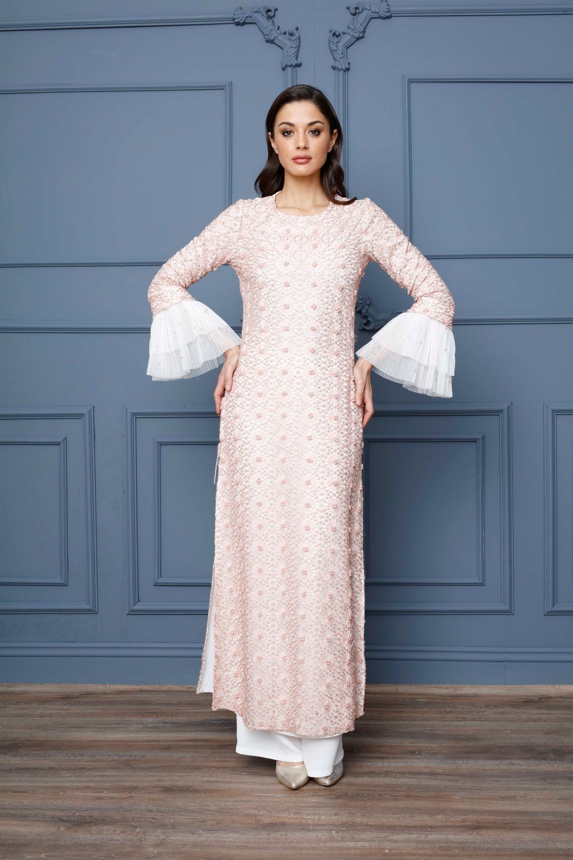 Somon - 2'li Dantelli Boncuklu Abiye Takım