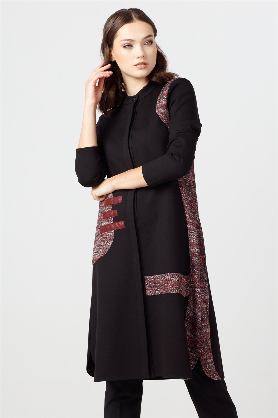 Bordo - Önü Yamalı Cep Esprili Ceket