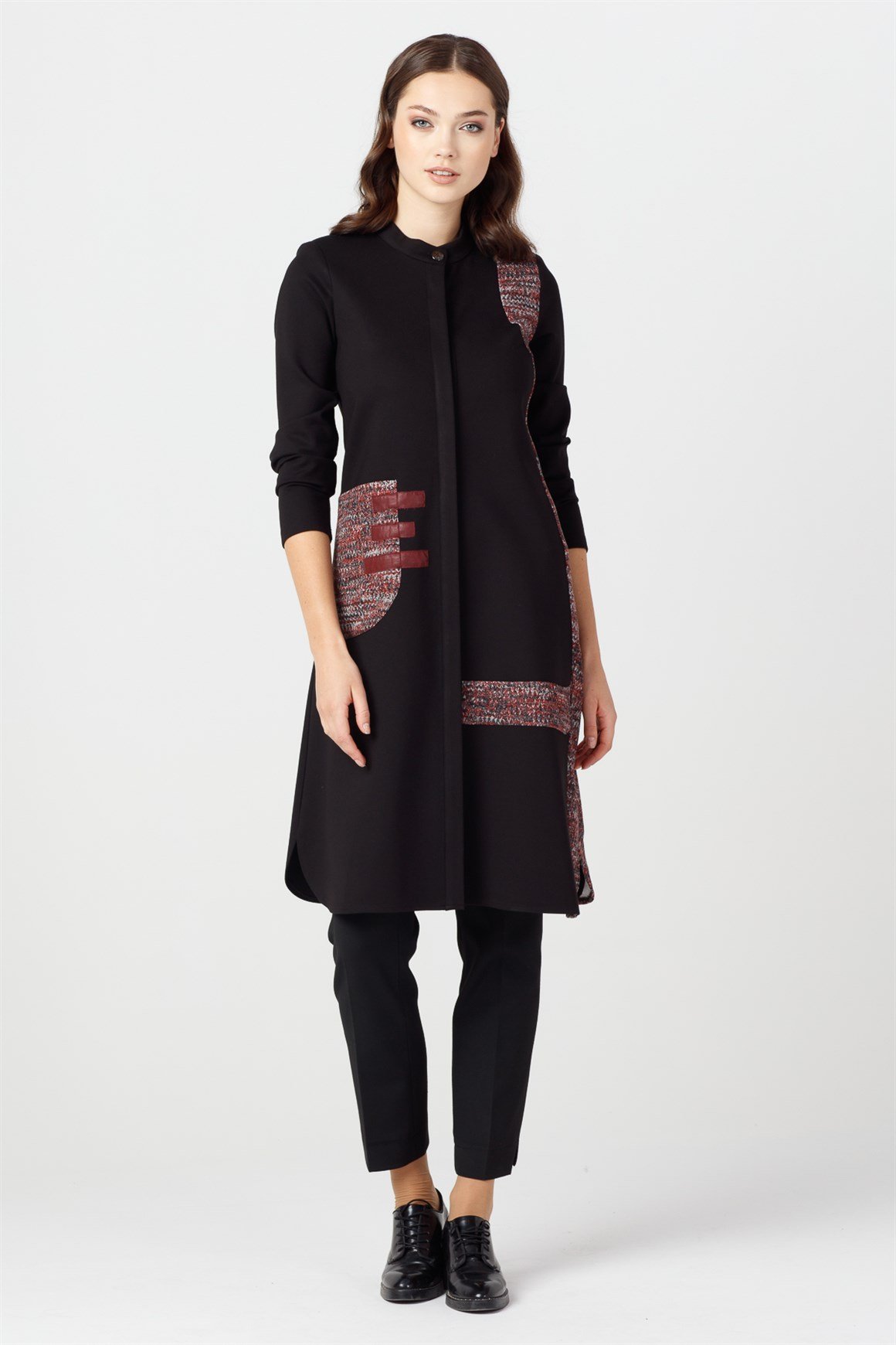 Bordo - Önü Yamalı Cep Esprili Ceket