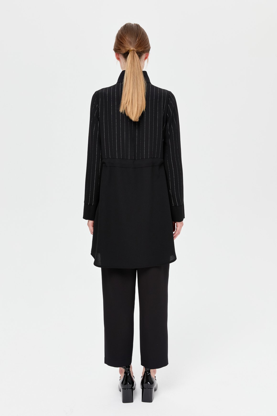 Glitter Stripe Detailed Jacket - Black