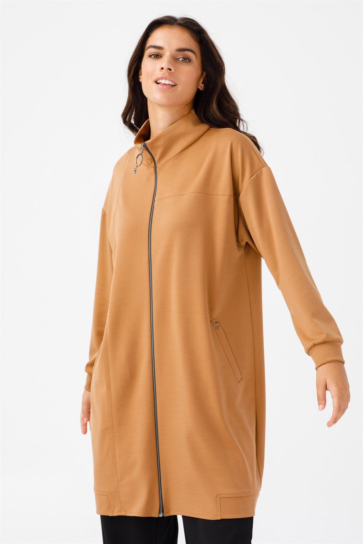 Düşük Kol Geniş Kalıblı Ceket  Camel