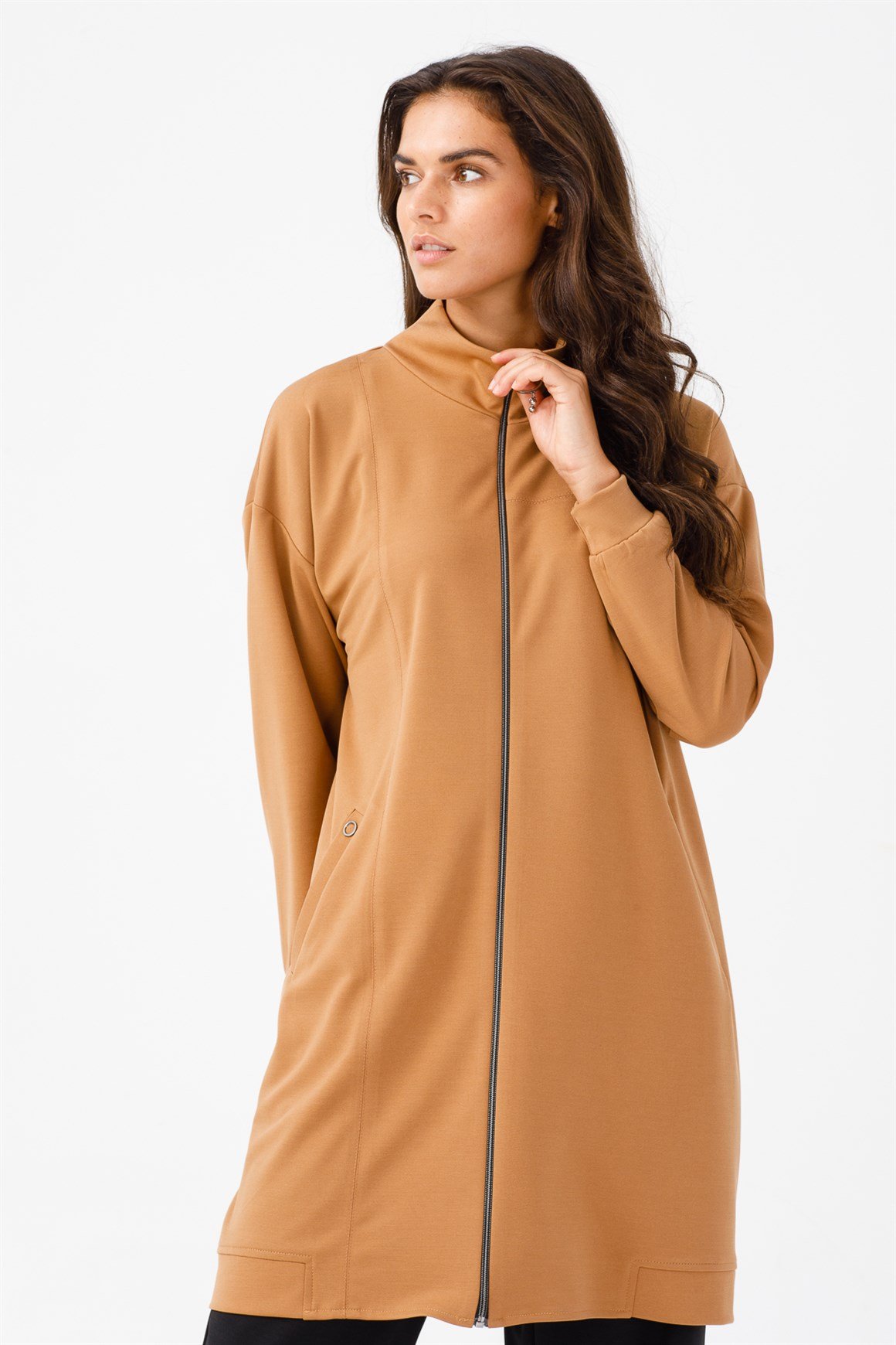 Düşük Kol Geniş Kalıblı Ceket  Camel