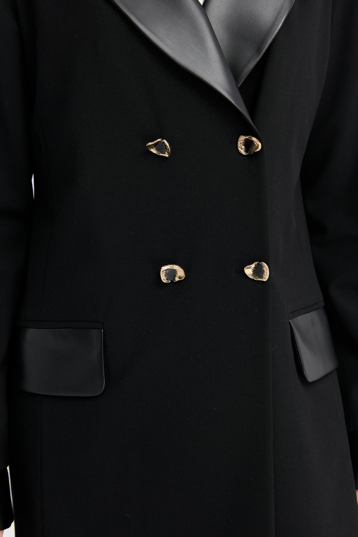 Kırlangıç Deri Yakalı Ceket  Siyah