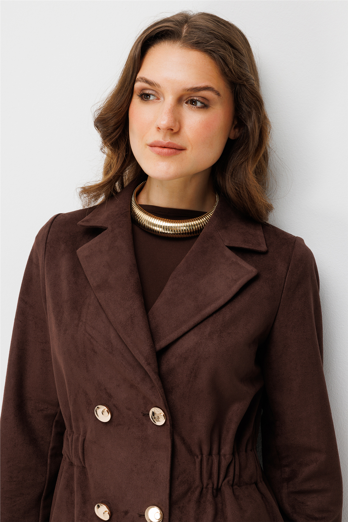 Nubuk Blazer Ceket  Kahve