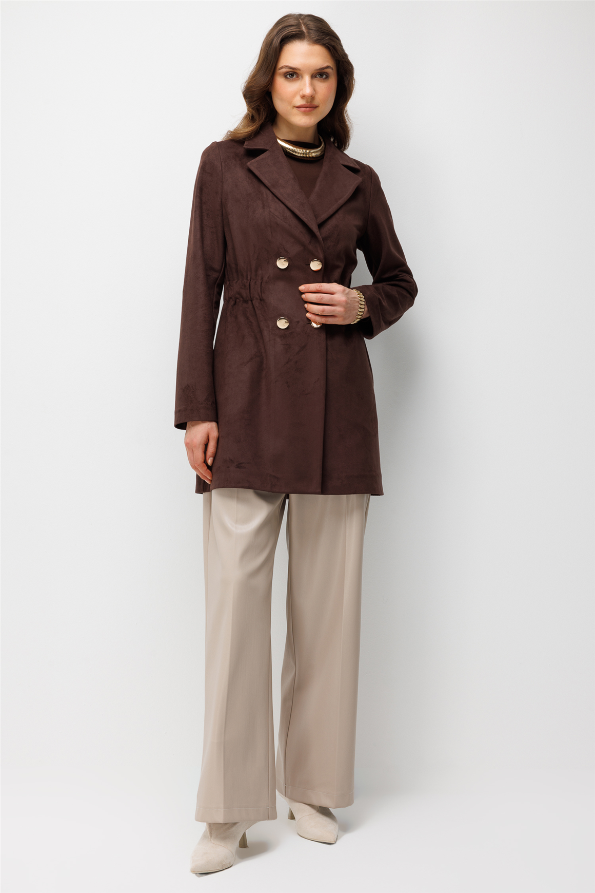 Nubuk Blazer Ceket  Kahve