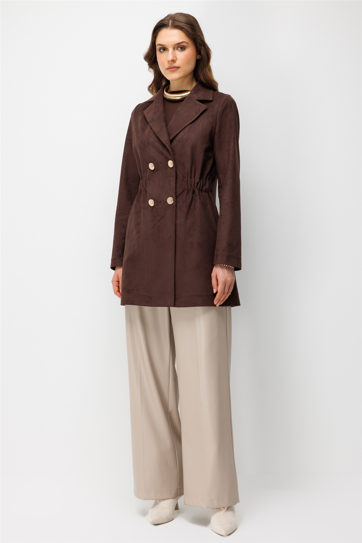 Nubuk Blazer Ceket  Kahve