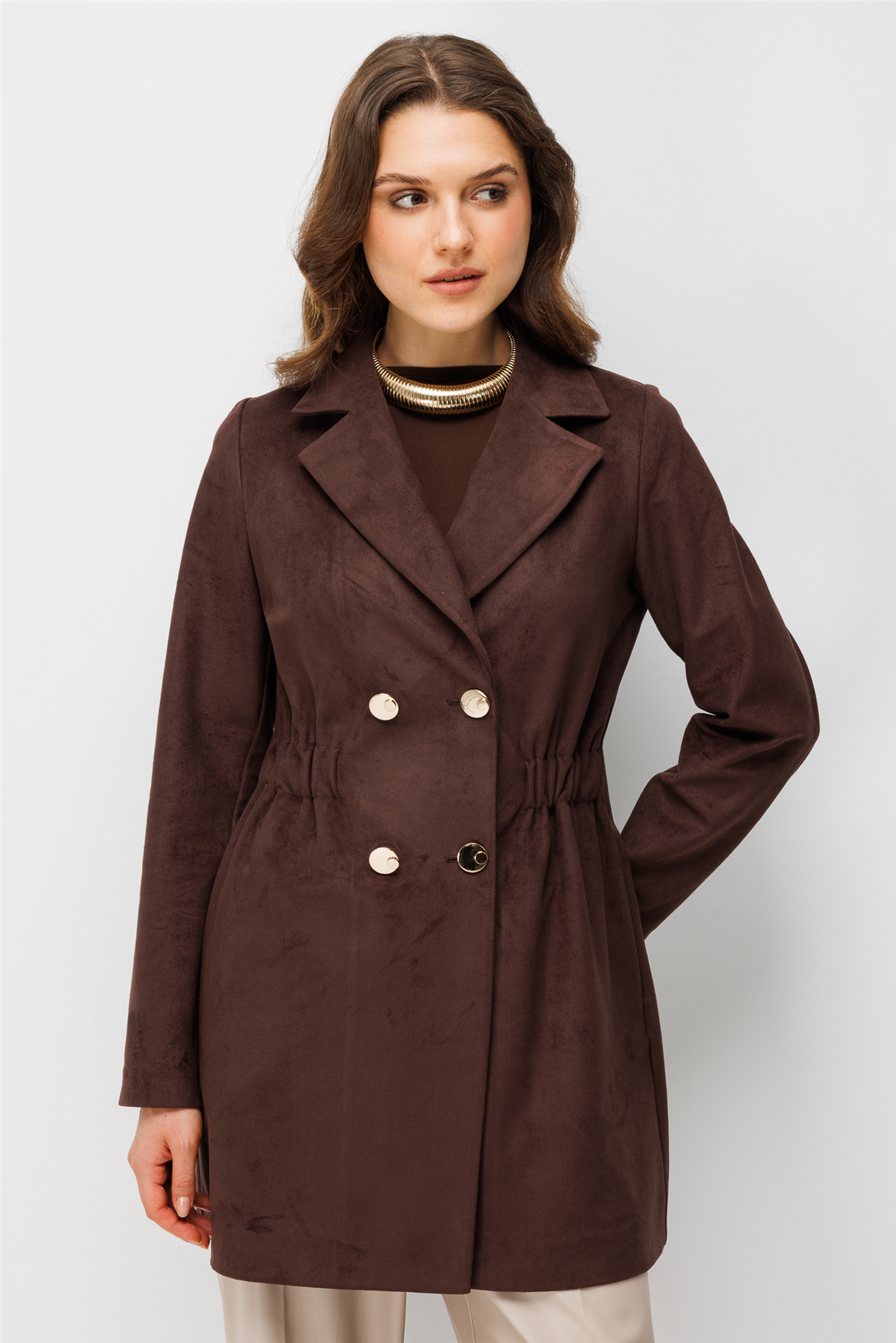 Nubuk Blazer Ceket  Kahve