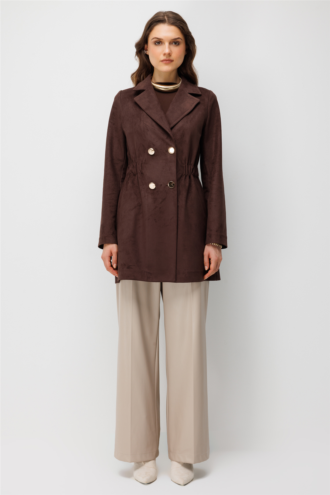 Nubuk Blazer Ceket  Kahve