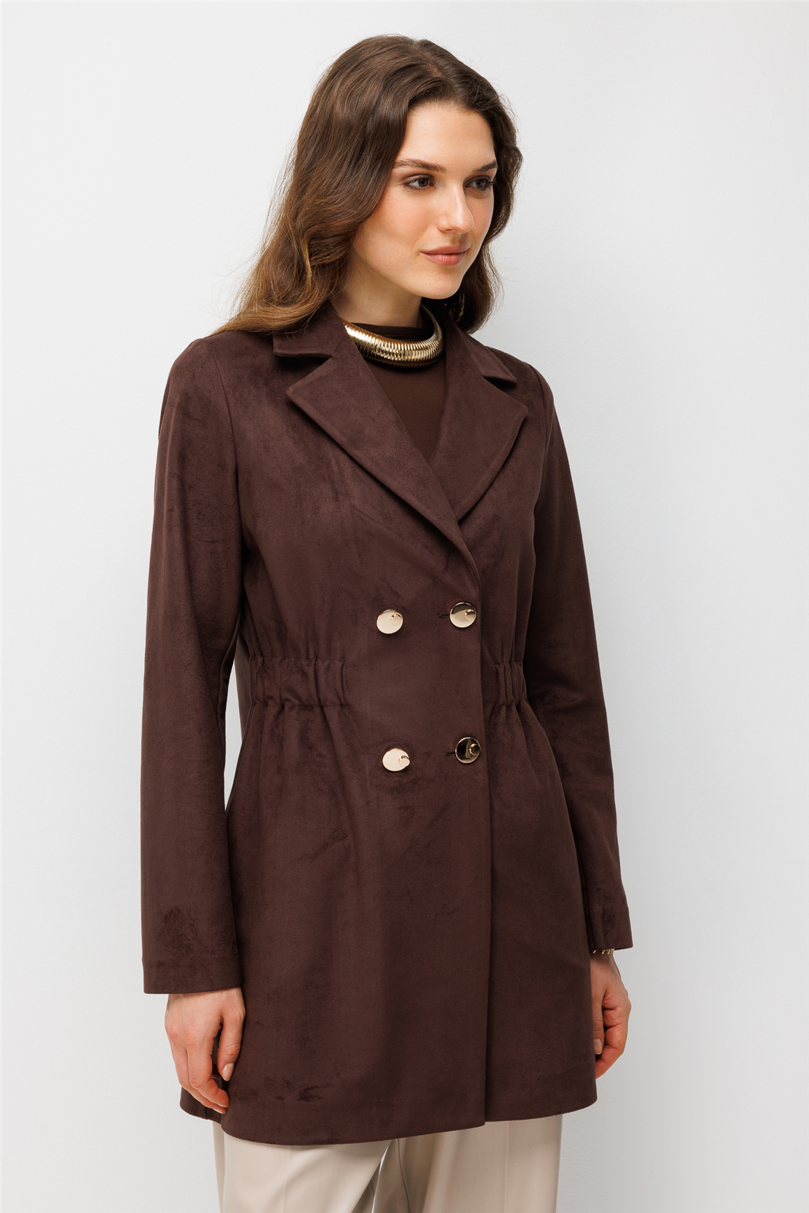 Nubuk Blazer Ceket  Kahve