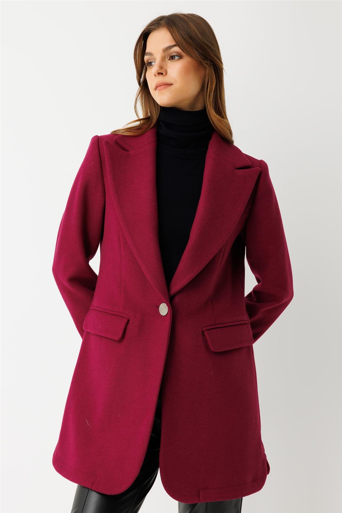 Tek Düğmeli Ceket  Mor