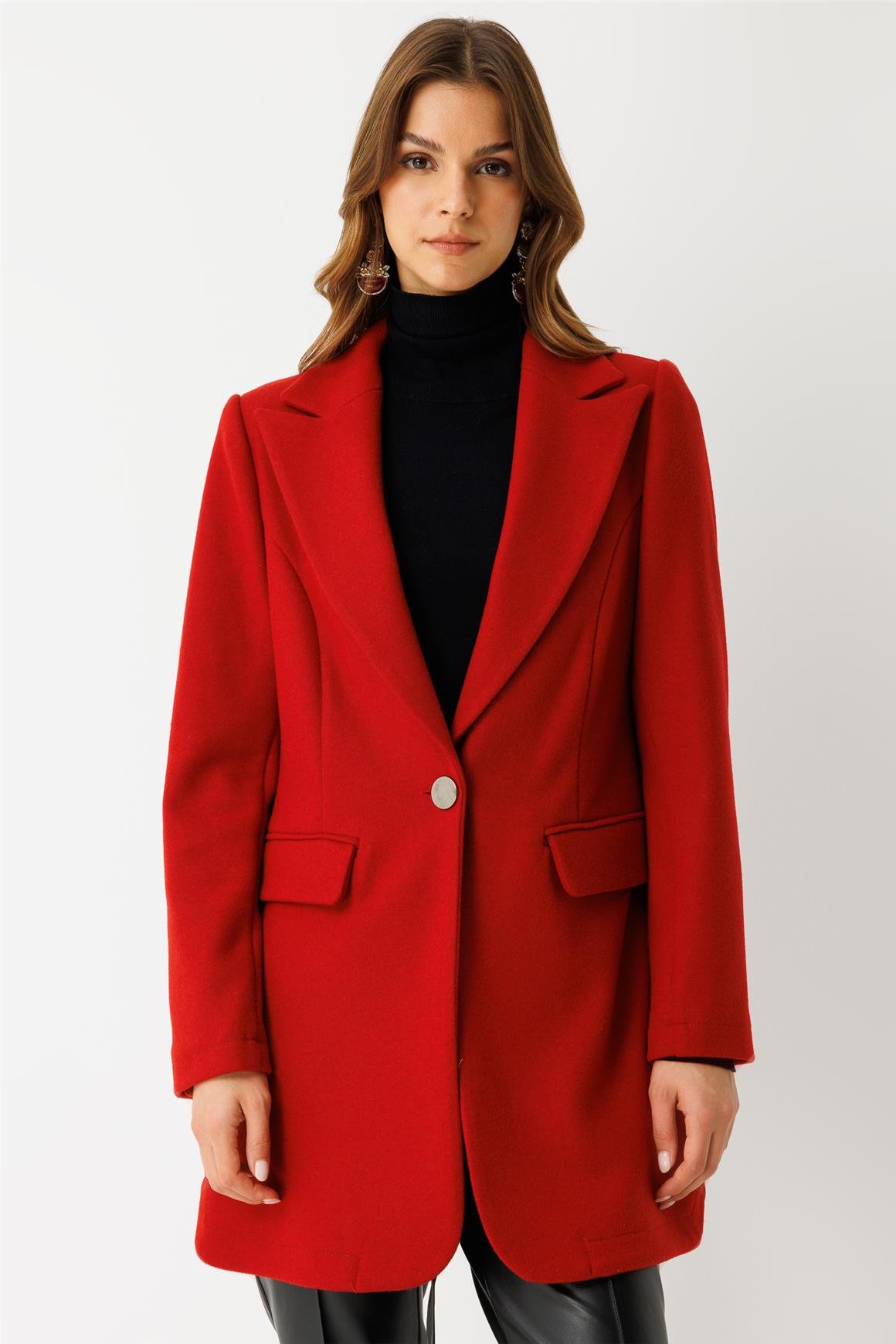 Tek Düğmeli Ceket  Kırmızı