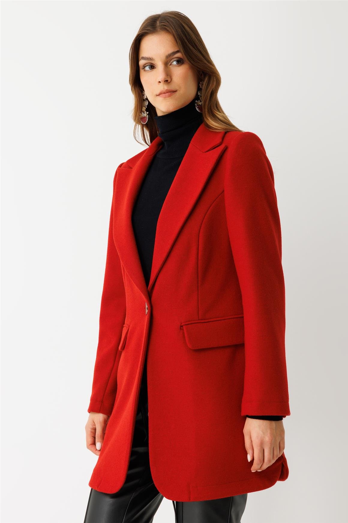 Tek Düğmeli Ceket  Kırmızı
