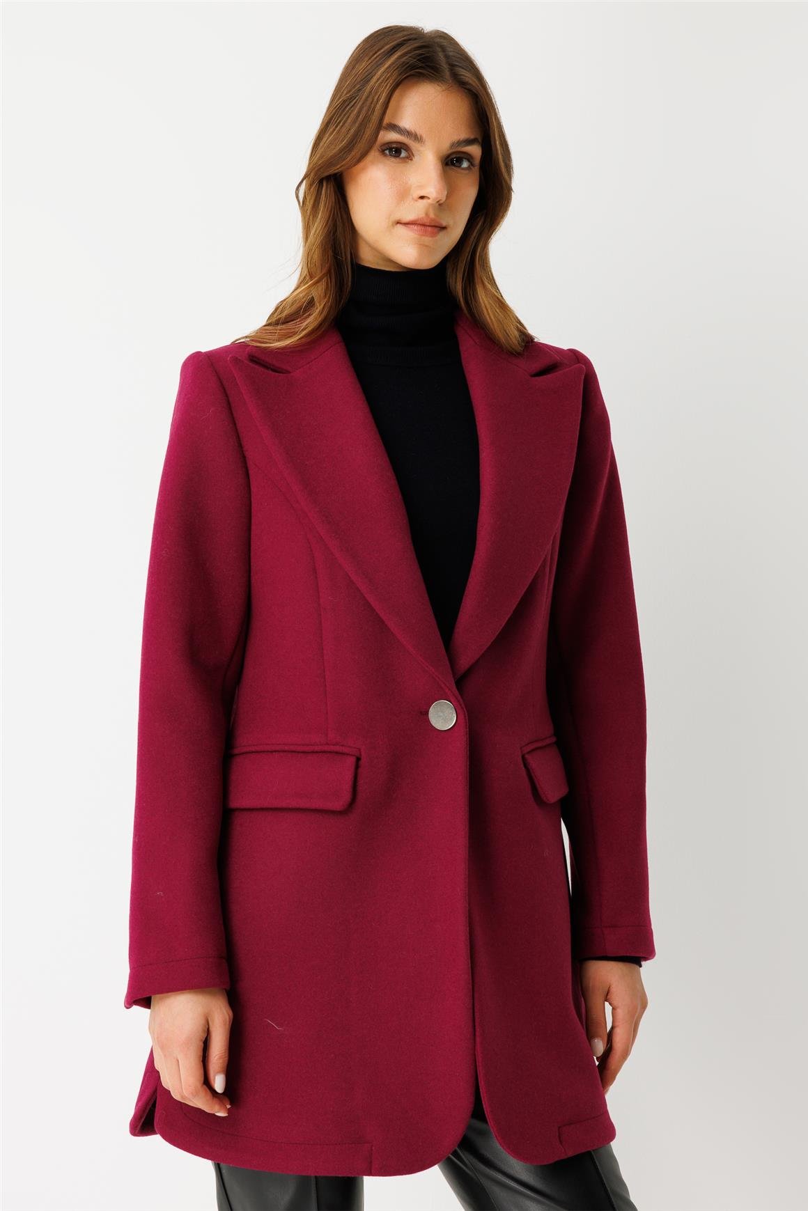 Tek Düğmeli Ceket  Mor