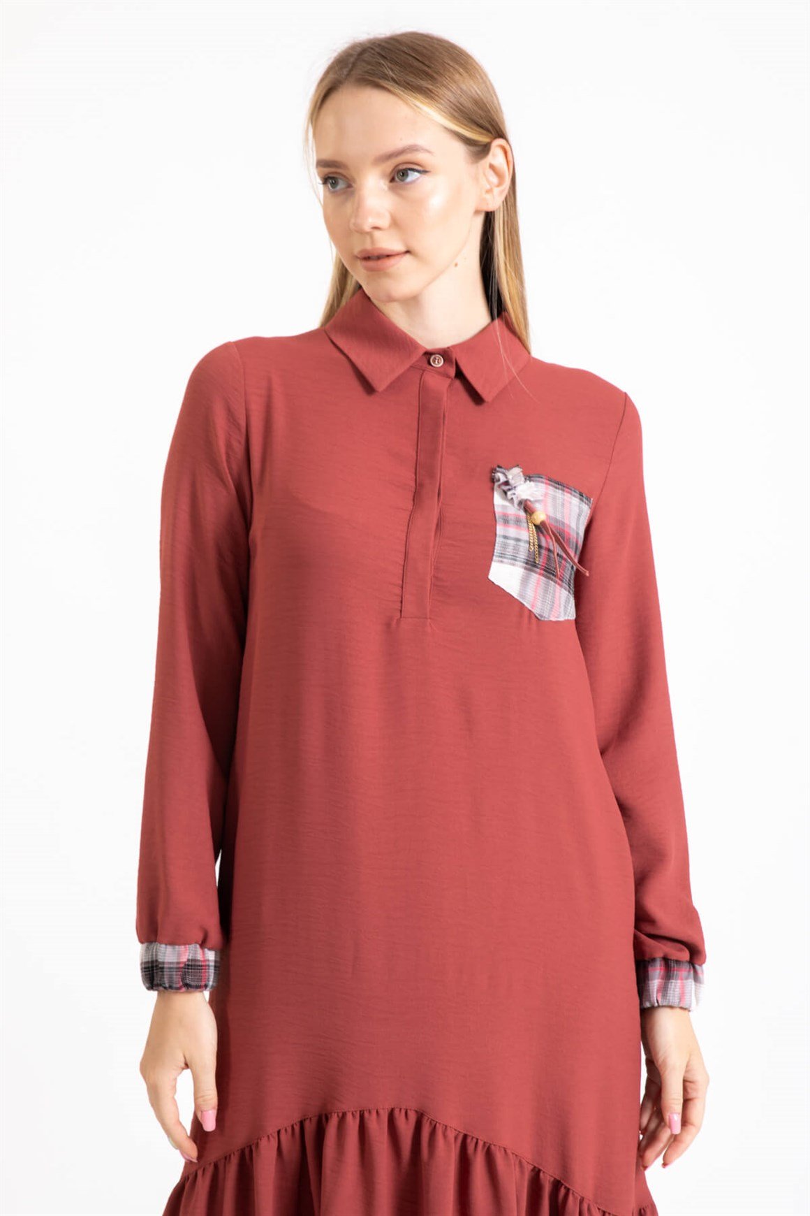 Aerobin Kumaş Rahat Elbise  Gül Kurusu