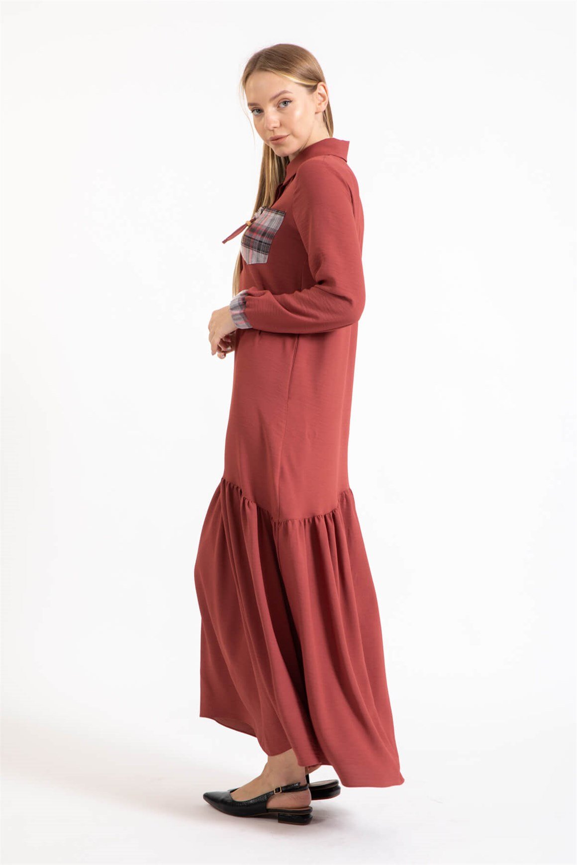 Aerobin Kumaş Rahat Elbise  Gül Kurusu