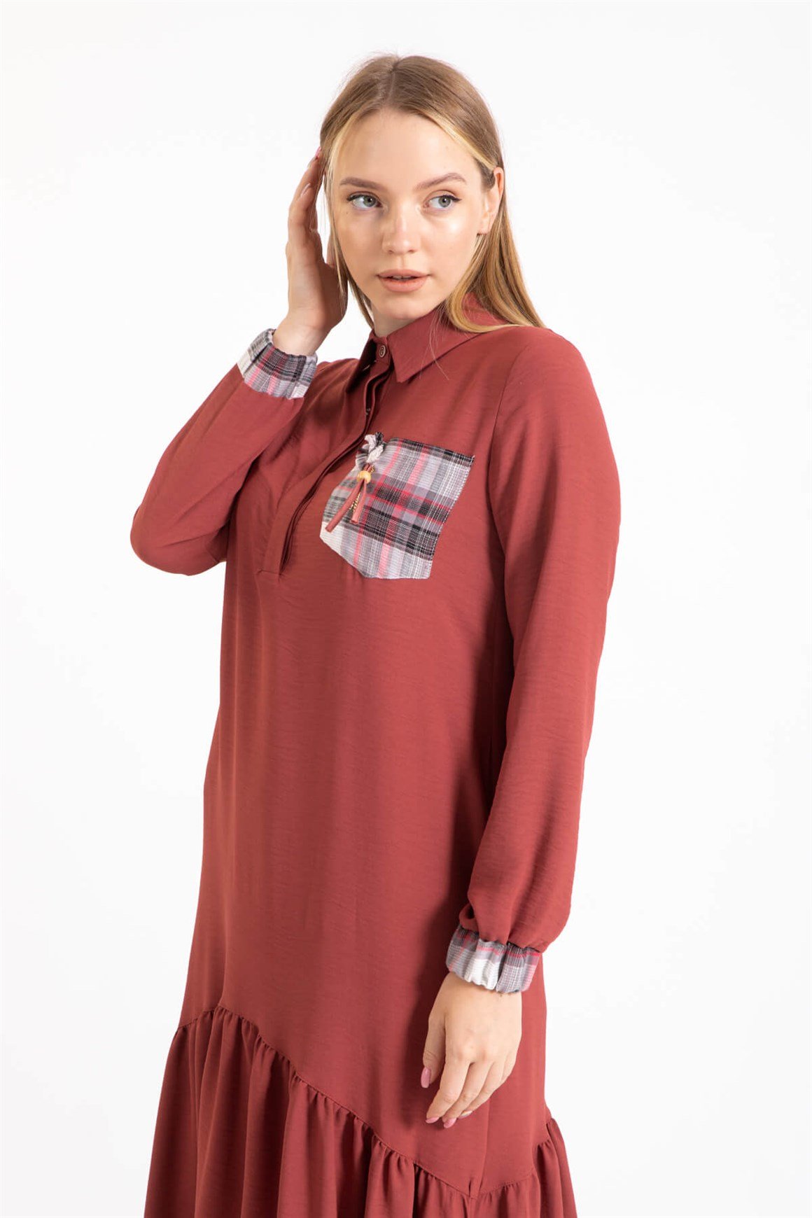 Aerobin Kumaş Rahat Elbise  Gül Kurusu