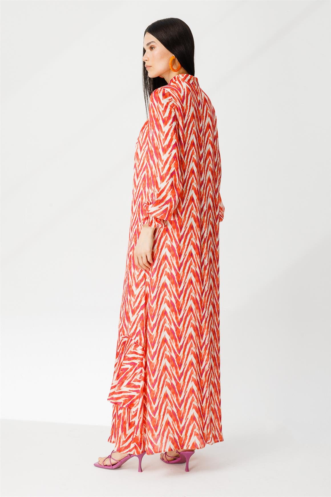 Emprime Desenli Elbise  Oranj