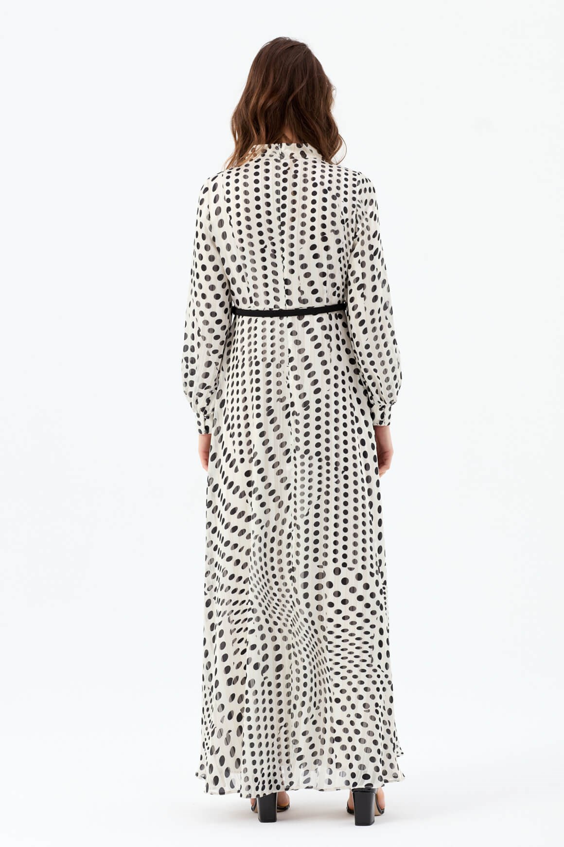 Emprime Puan Desenli Elbise  Siyah