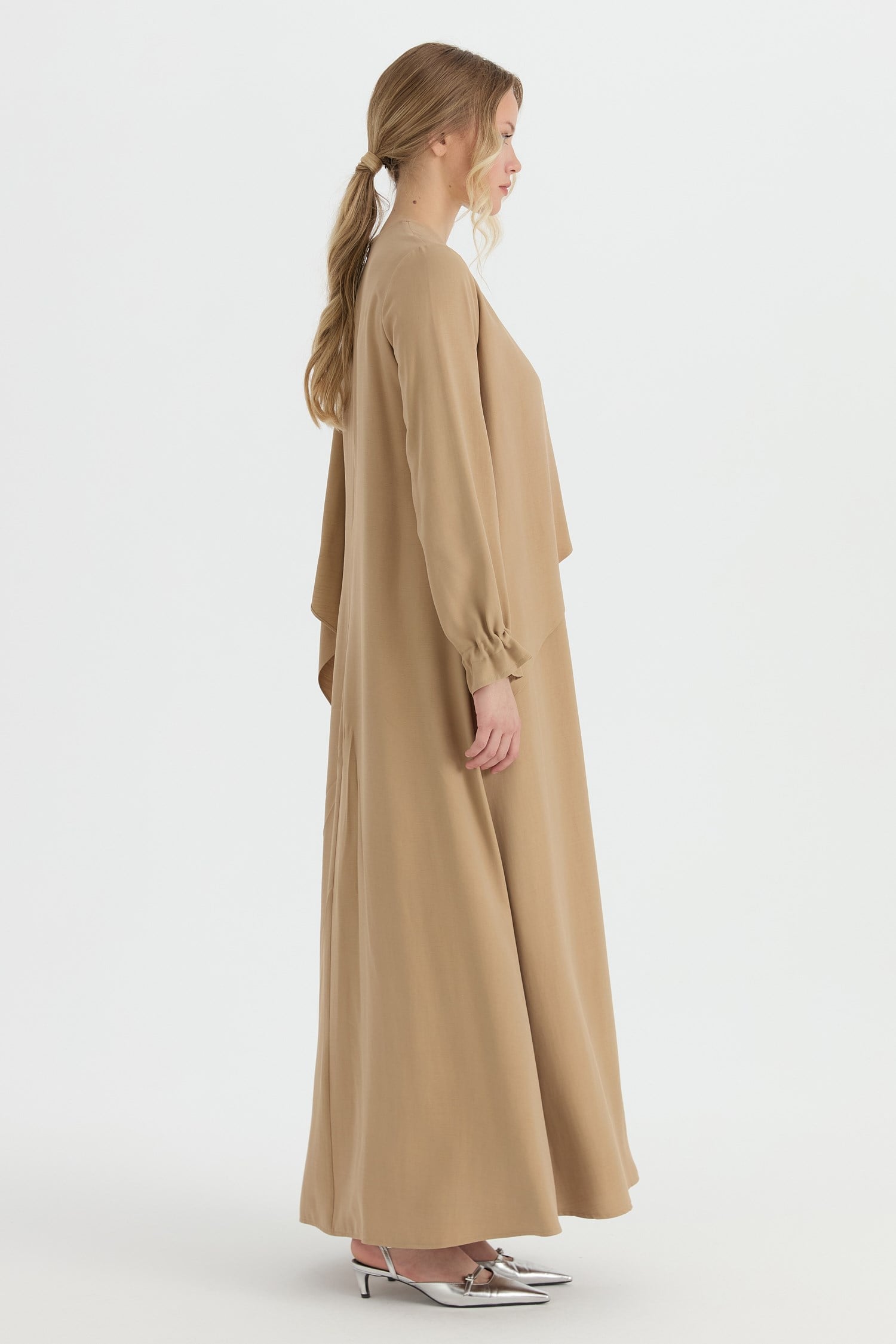 Omuz Aksesuarlı Elbise  Camel