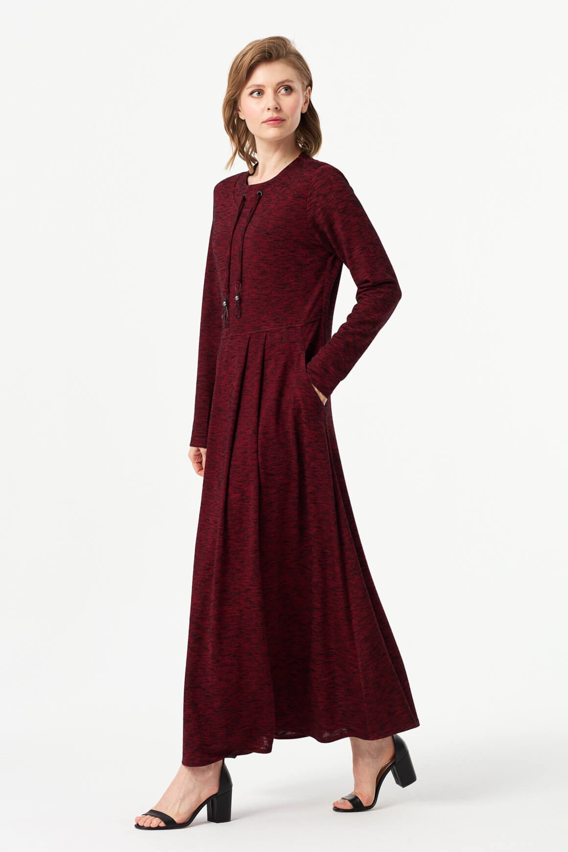 Rahat Kullanımlı Örme Elbise  Bordo