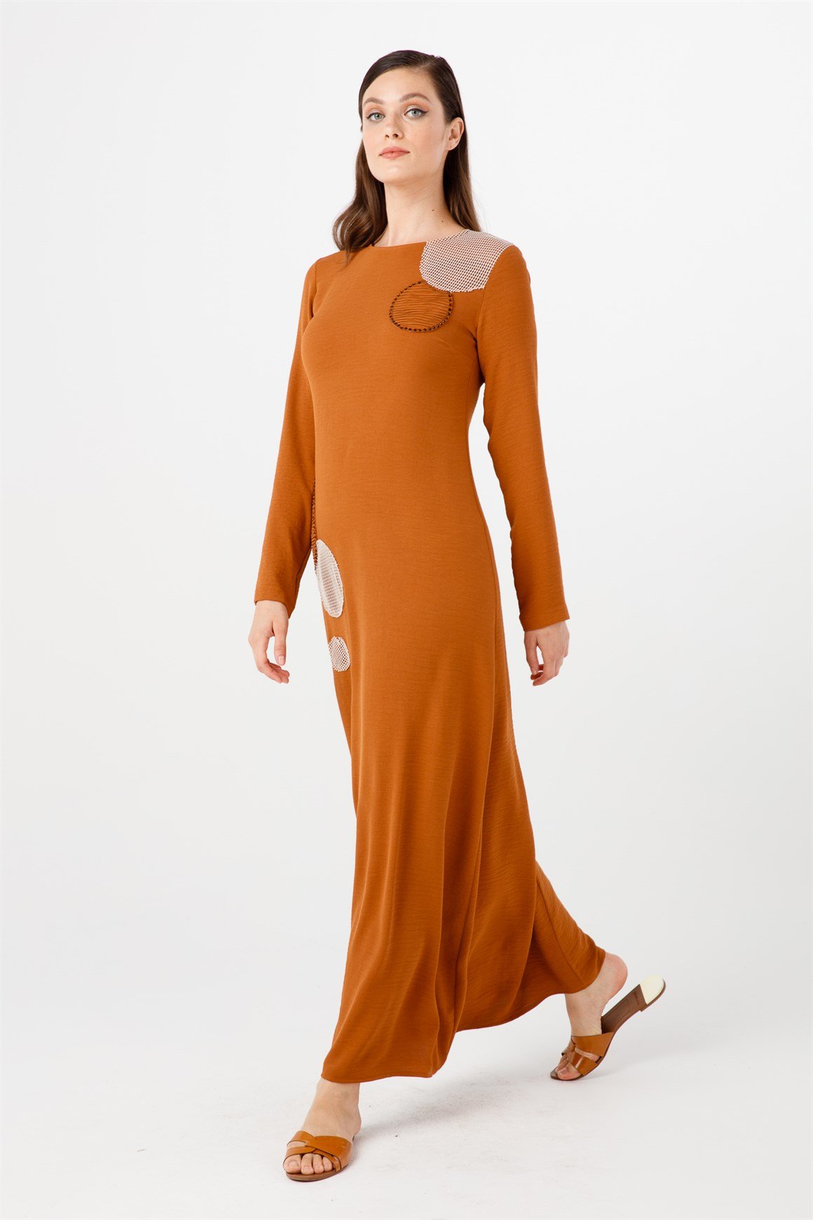 Tarçın Fileli - Crashlı Elbise