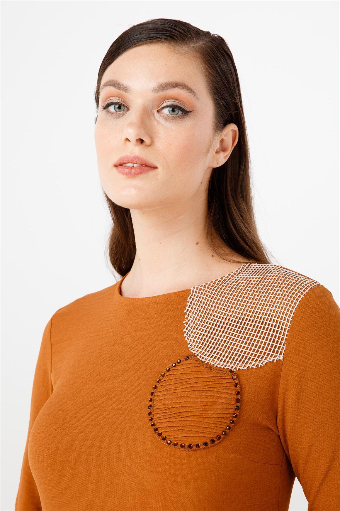 Tarçın Fileli - Crashlı Elbise