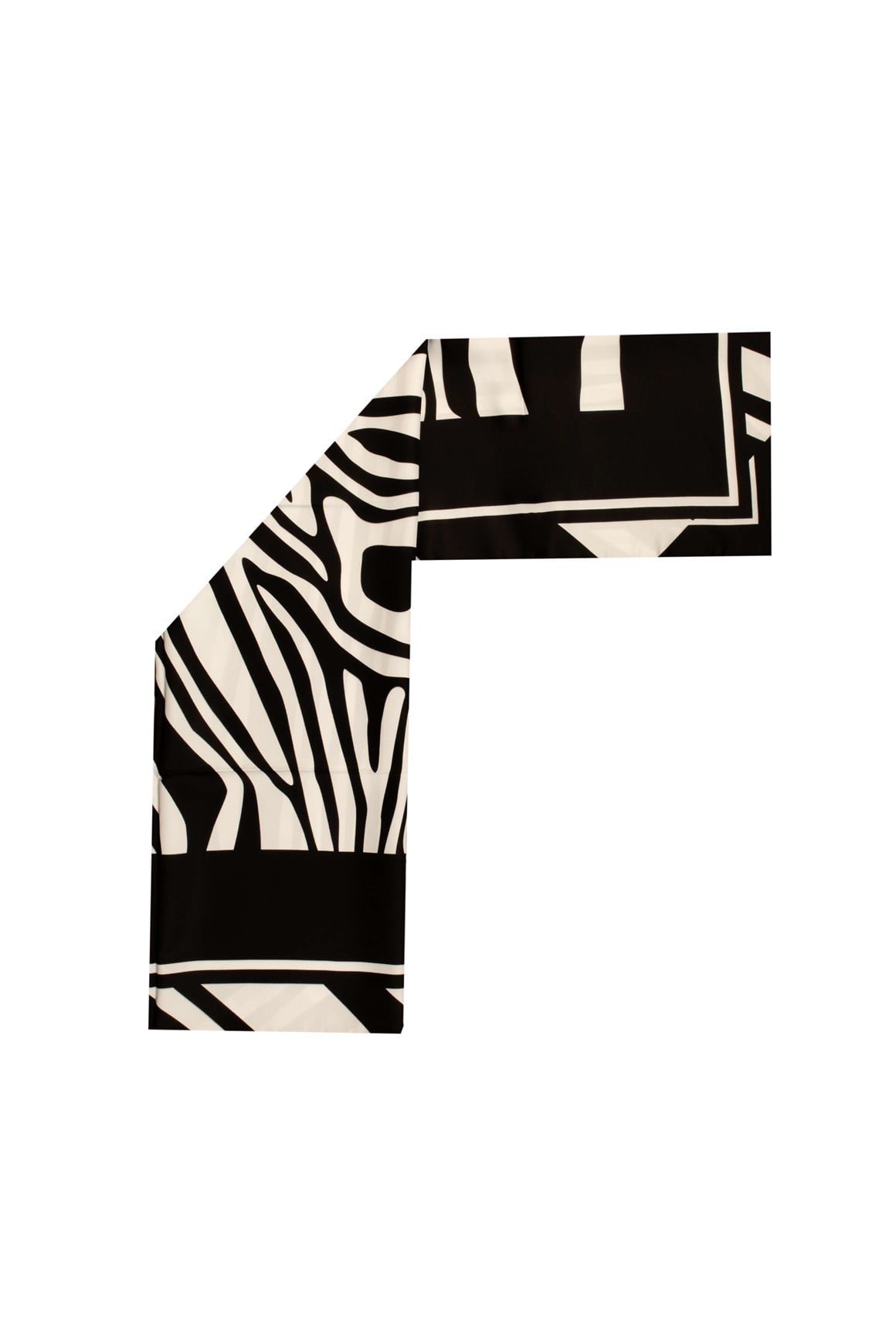 Zebra Desenli Twil Eşarp  Siyah Beyaz