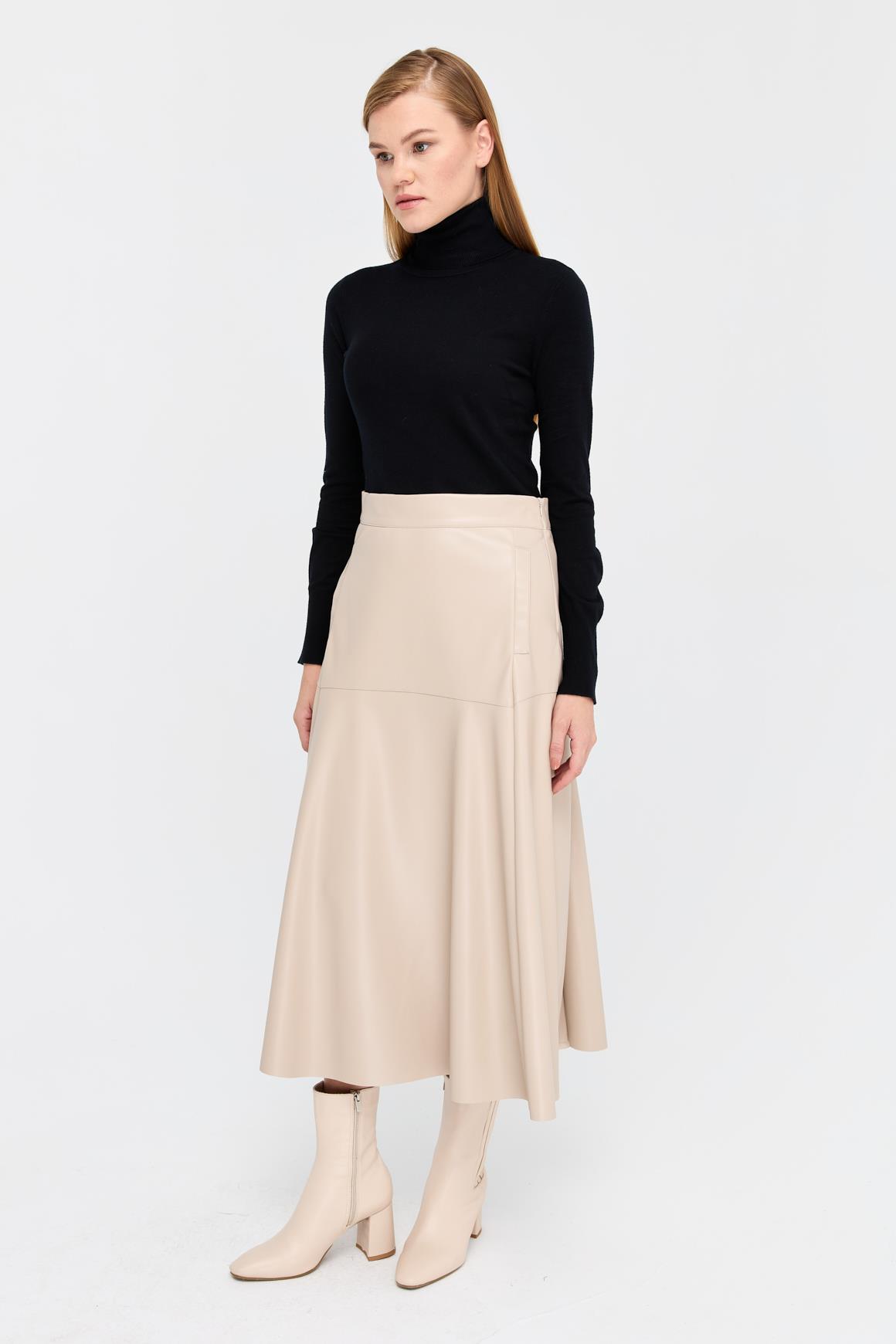 Çizme Boy Deri Etek  Taş