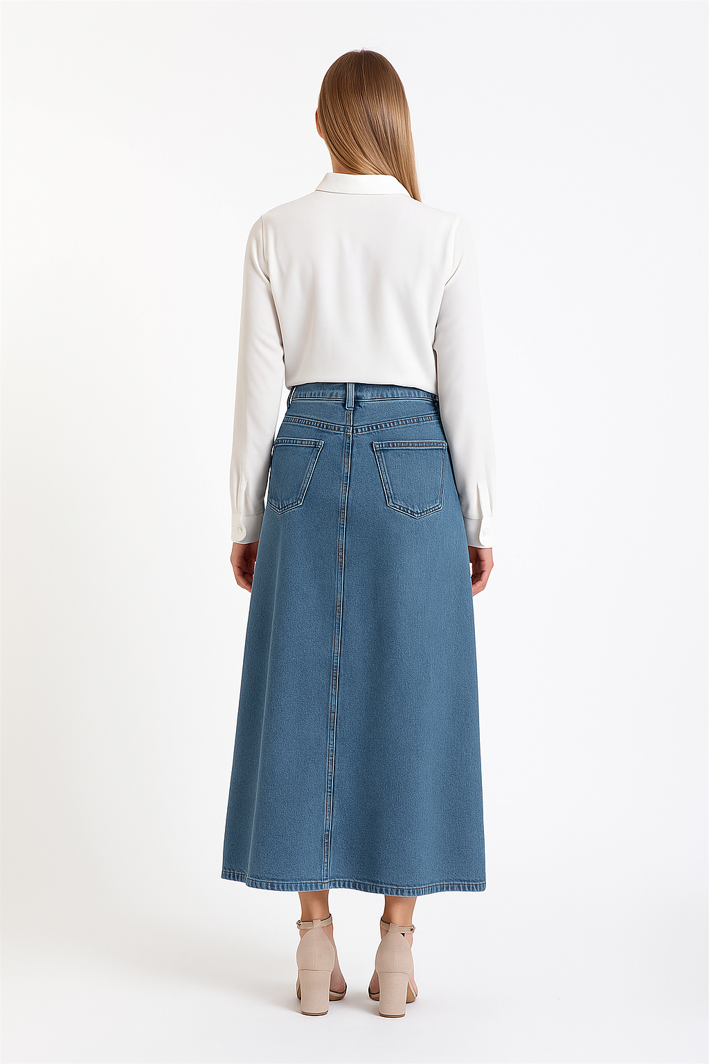 İnci Taş Detaylı Kot Etek  Laci