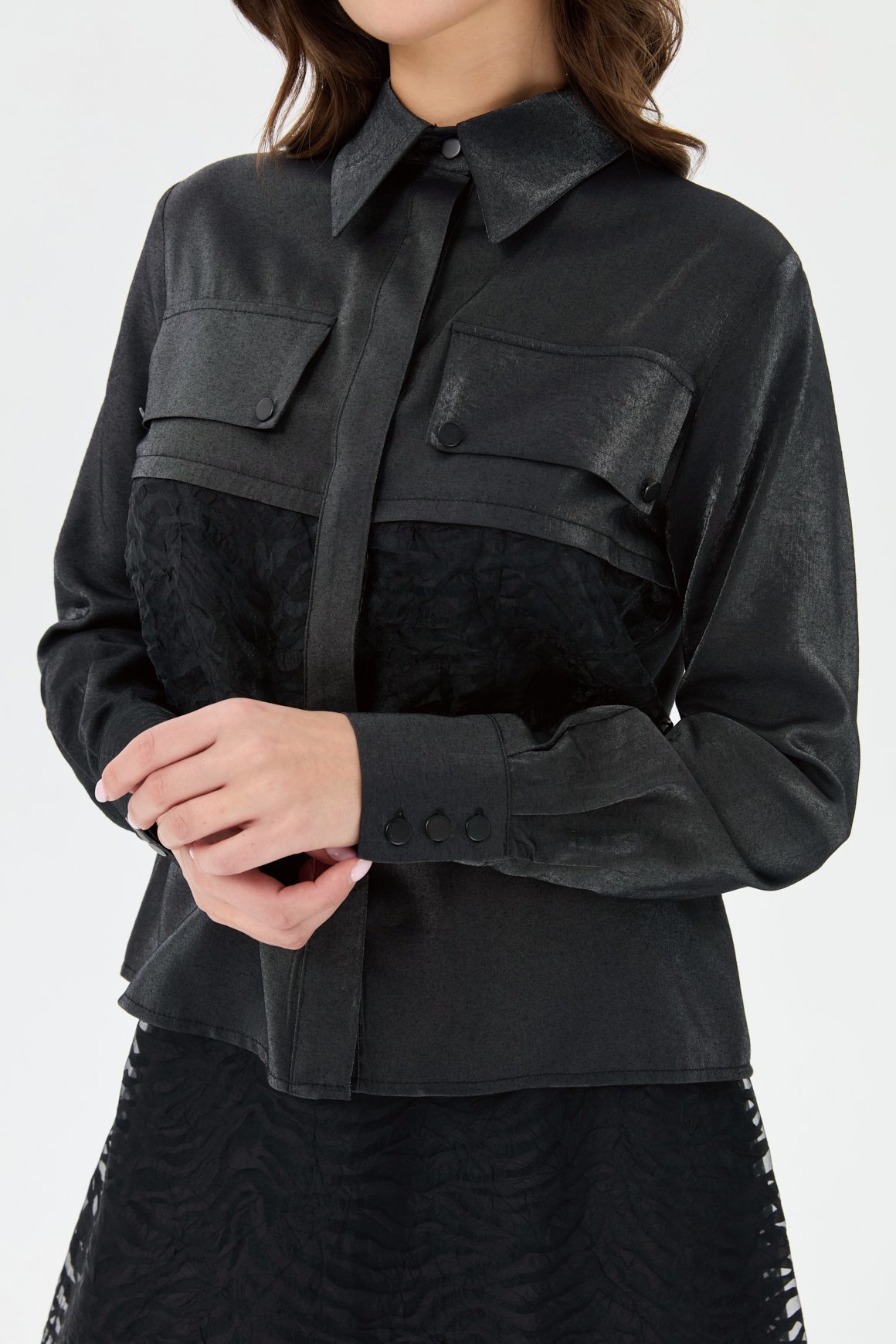 Jakar Kumaş Garnili Etekli Takım  Siyah