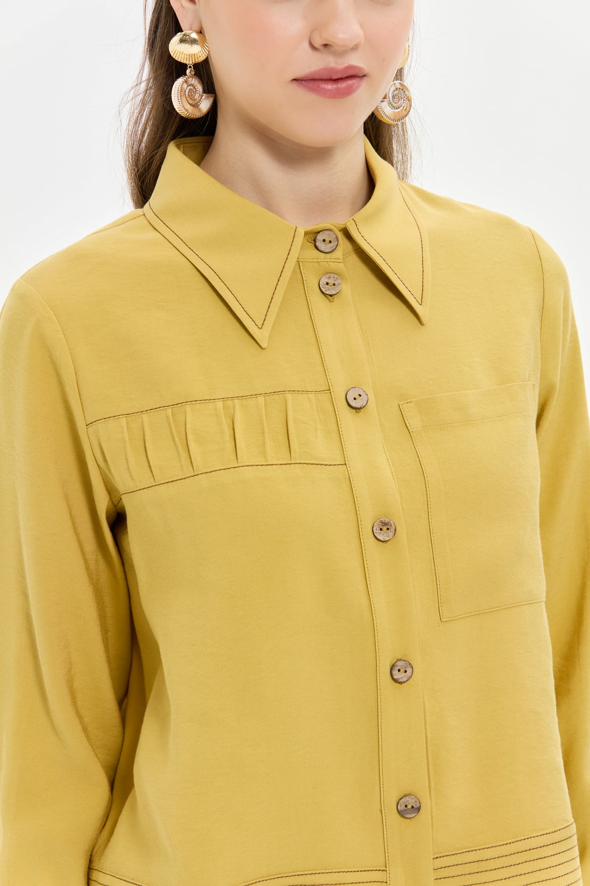 Keten Tencel Büzgü Detaylı Etekli Takım  Asit