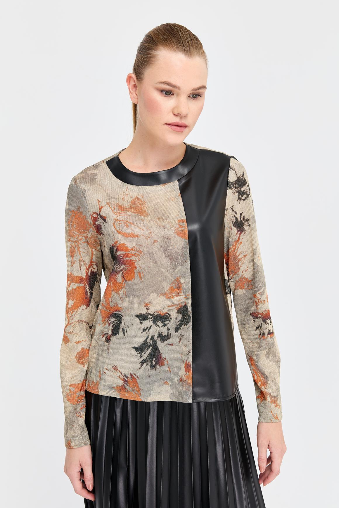 Piliseli Deri Etekli Takım  Bej