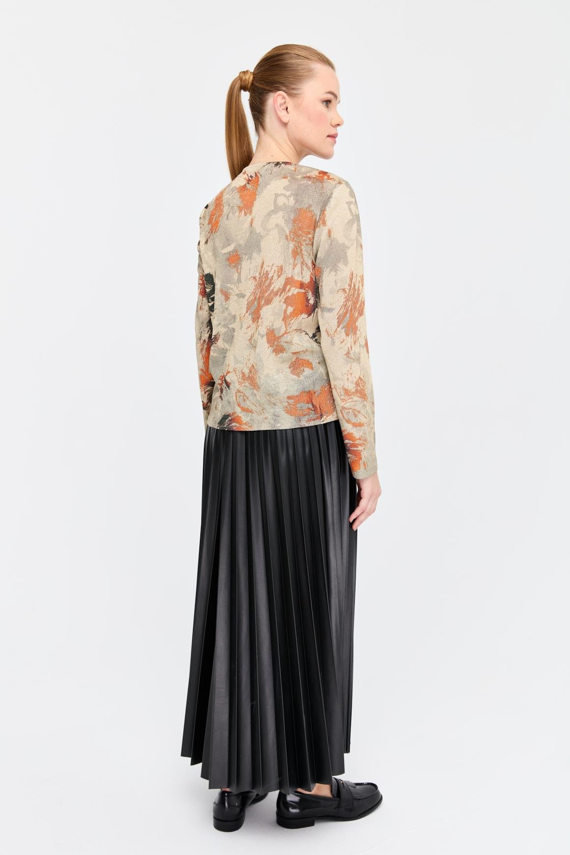 Piliseli Deri Etekli Takım  Bej