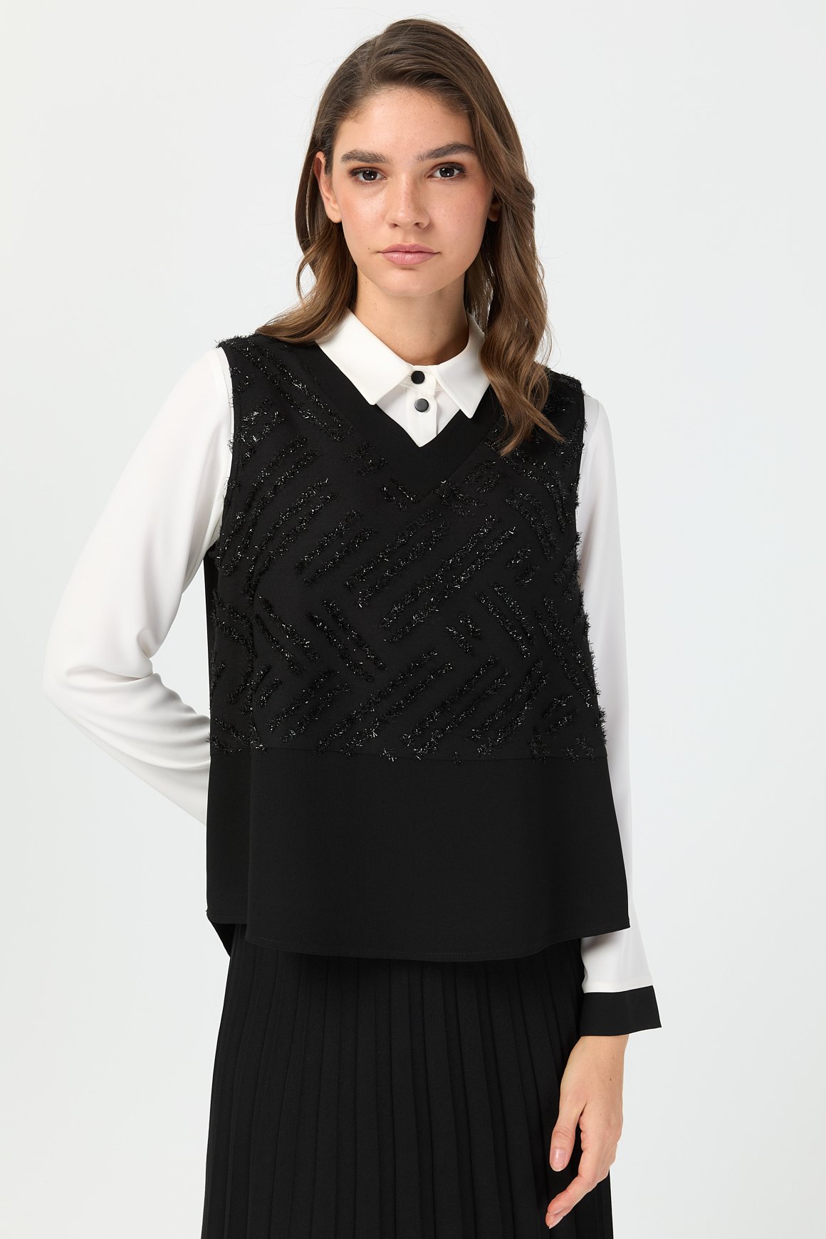 Tunik Süeter Piliseli Etekli Takım  Siyah