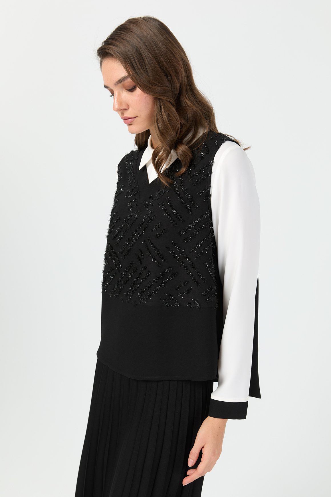 Tunik Süeter Piliseli Etekli Takım  Siyah