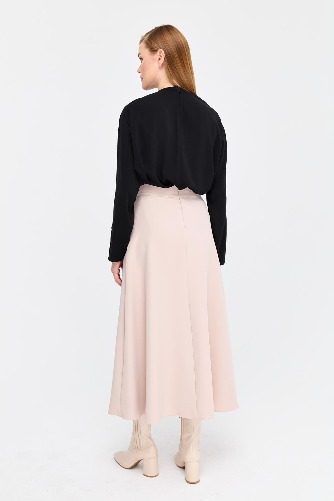 Önden A pileli Etek  Taş