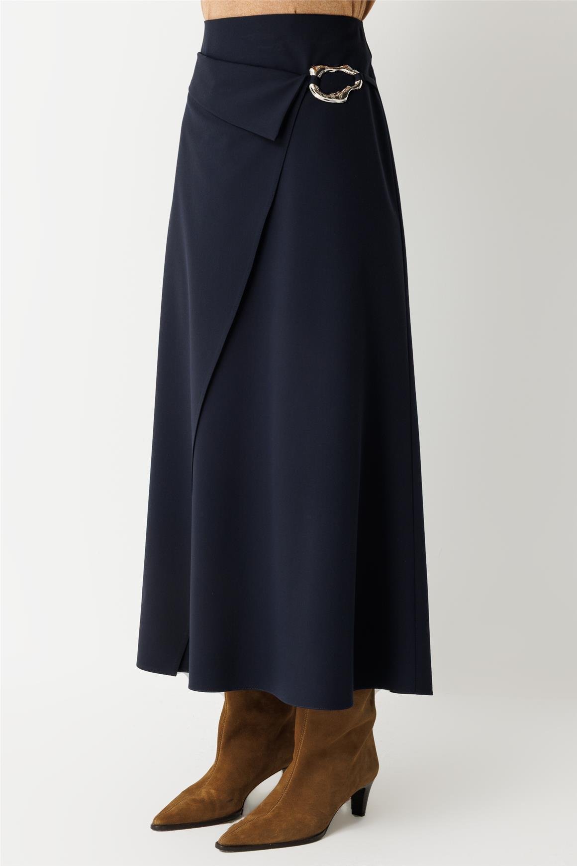 Toka Detaylı Anvelop Kapamalı Etek  Laci