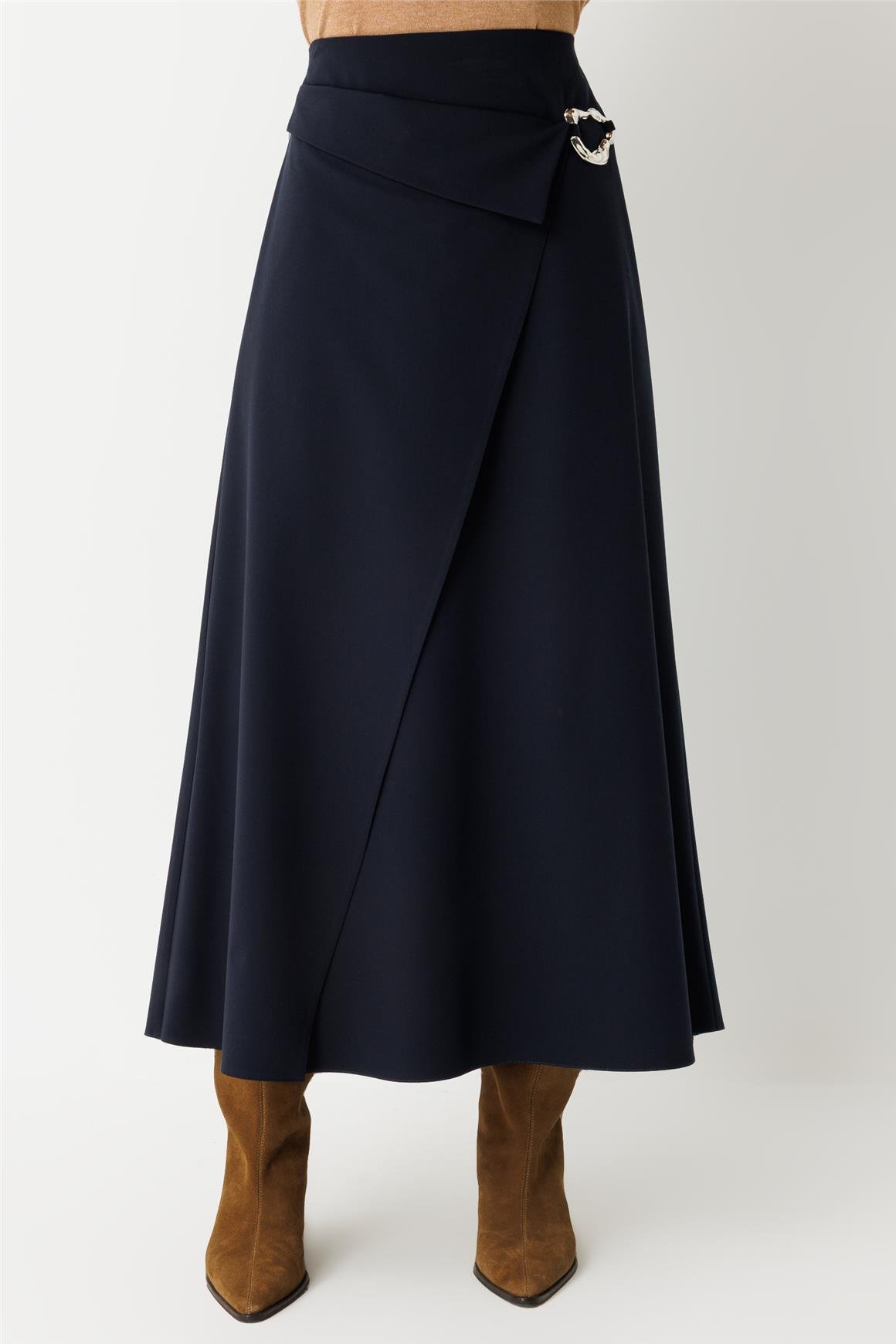 Toka Detaylı Anvelop Kapamalı Etek  Laci