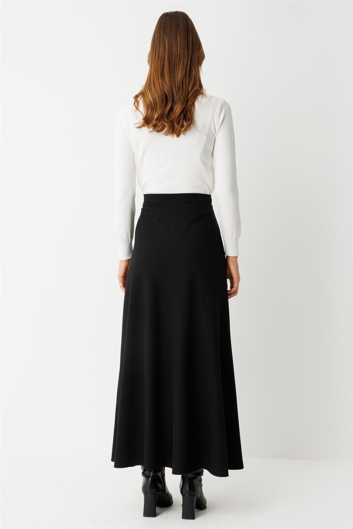 Verev Parça Detaylı Etek  Siyah