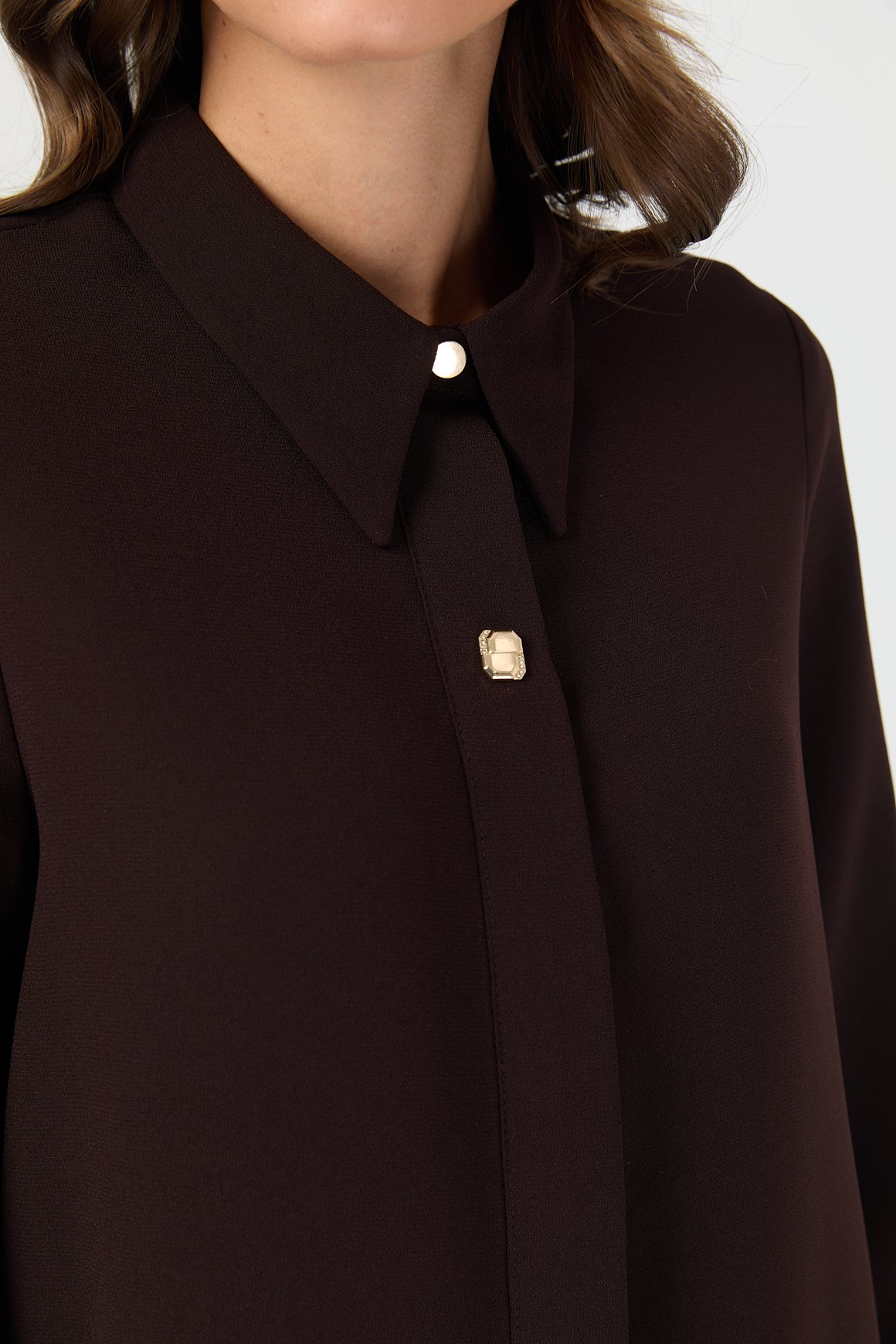 Aksesuar Detaylı Gömlek  Kahve