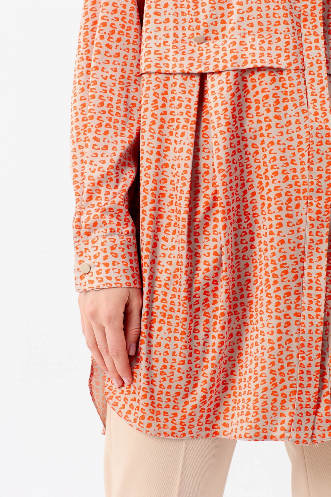 Leopar Desen Baskılı Tunik  Oranj
