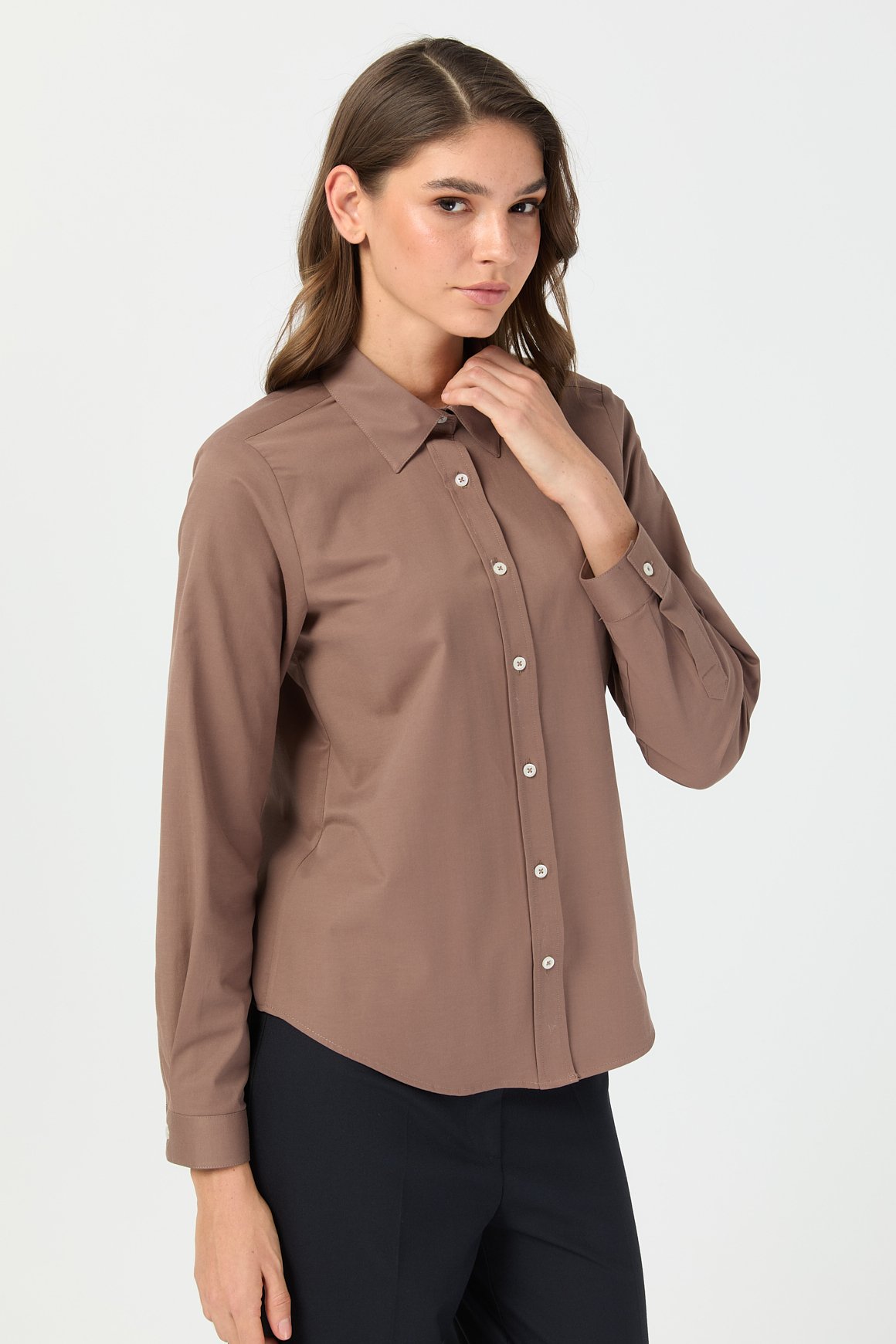 Milano Saten Gömlek  Kahve