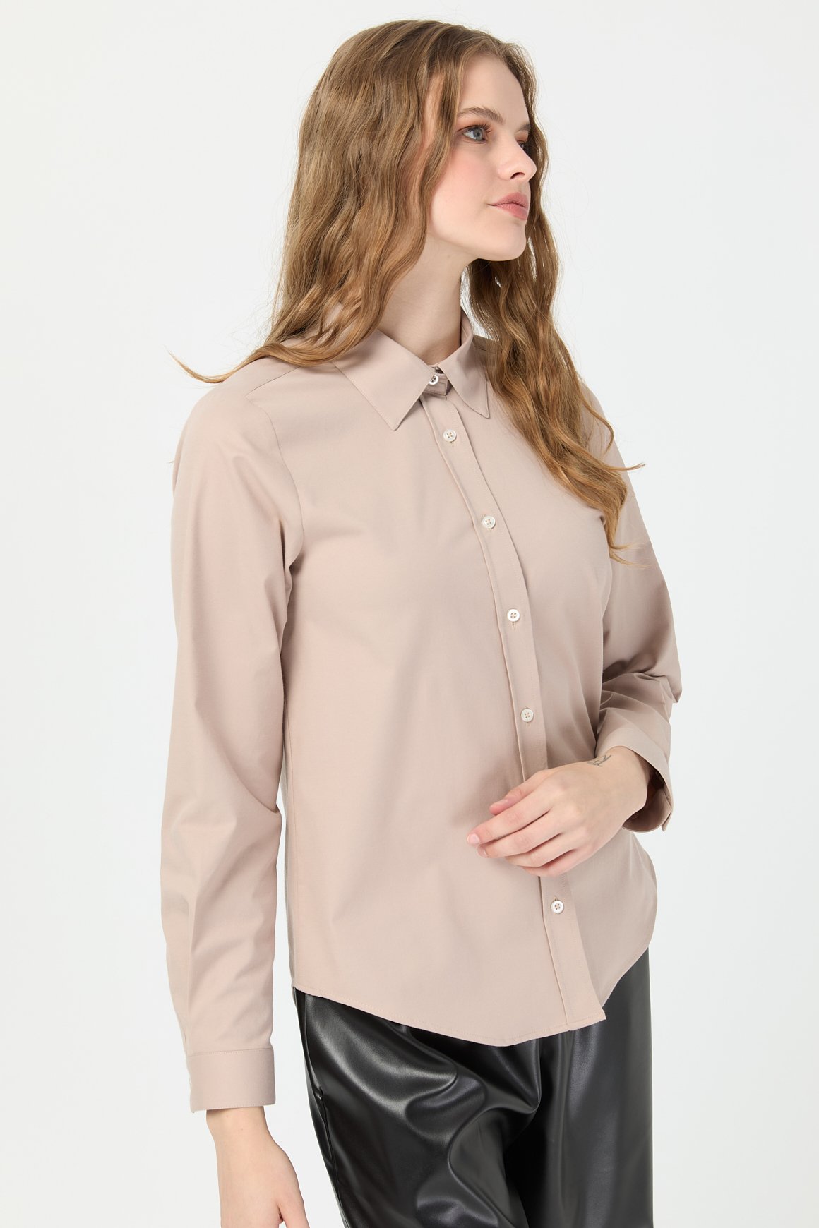 Milano Saten Gömlek  Vizon