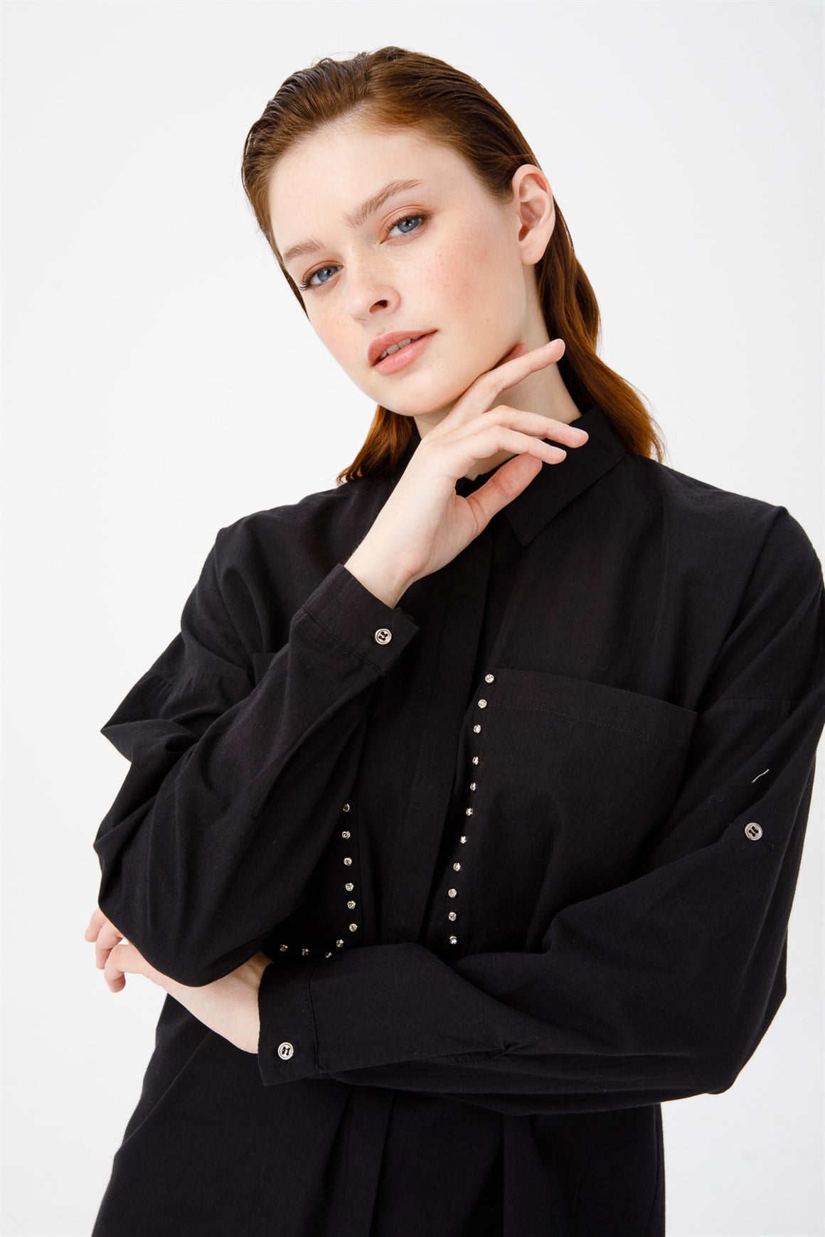 Önü Büyük Cepli Spor Gömlek  Siyah