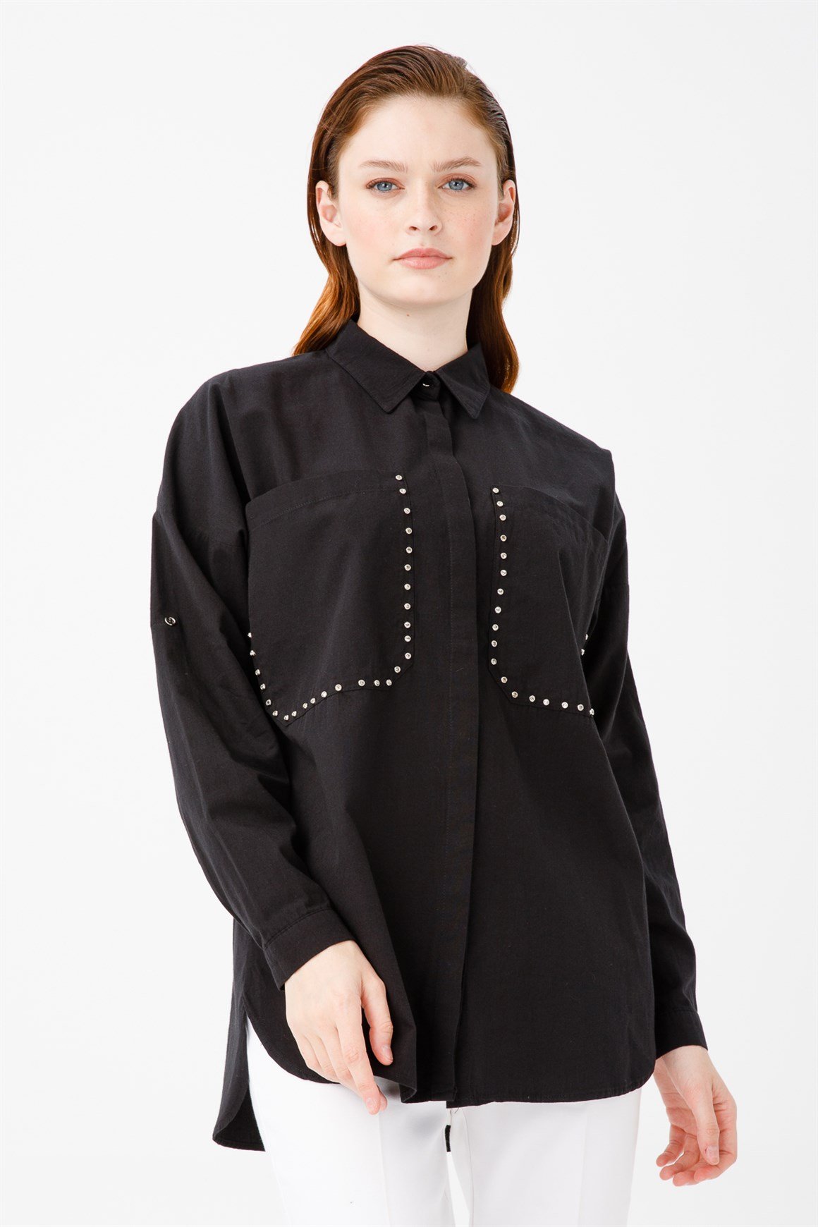 Önü Büyük Cepli Spor Gömlek  Siyah