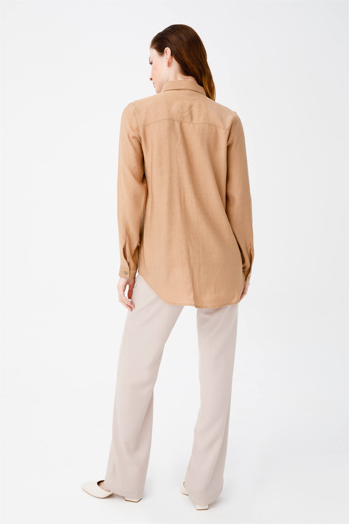 Önü Taş İşli Gömlek  Vizon