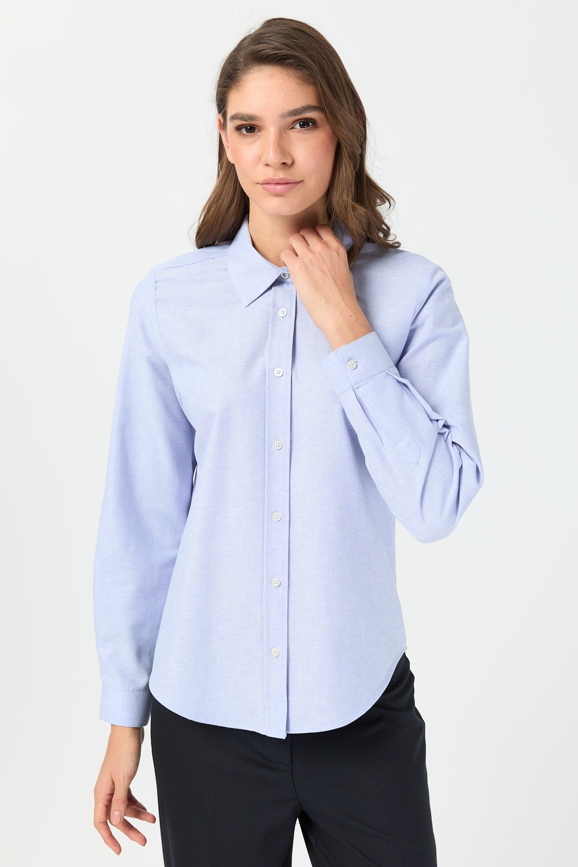 Oxford Dokulu Gömlek  Mavi