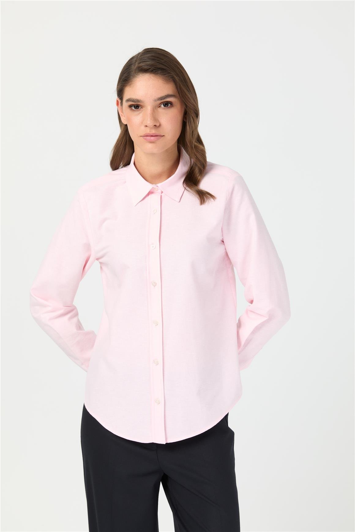 Oxford Dokulu Gömlek  Pembe
