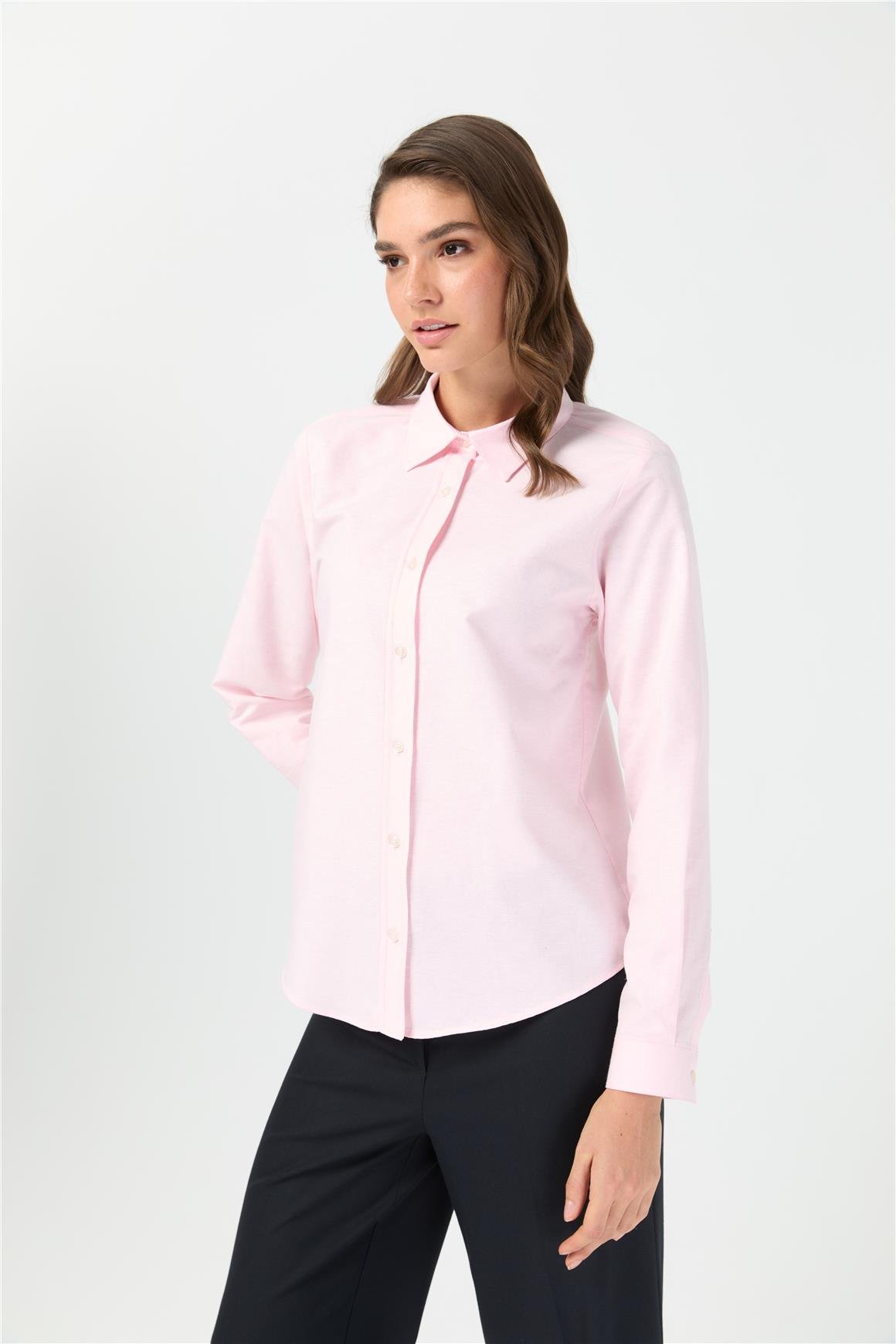 Oxford Dokulu Gömlek  Pembe