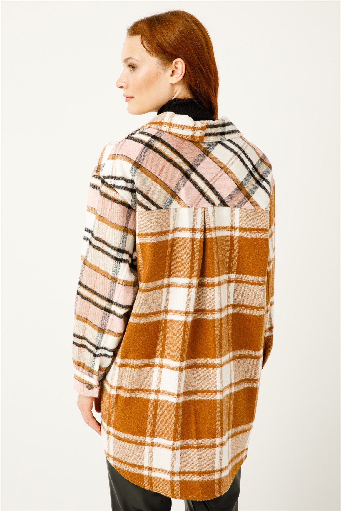 Renk Geçişli Kareli Oduncu Gömlek  Taba